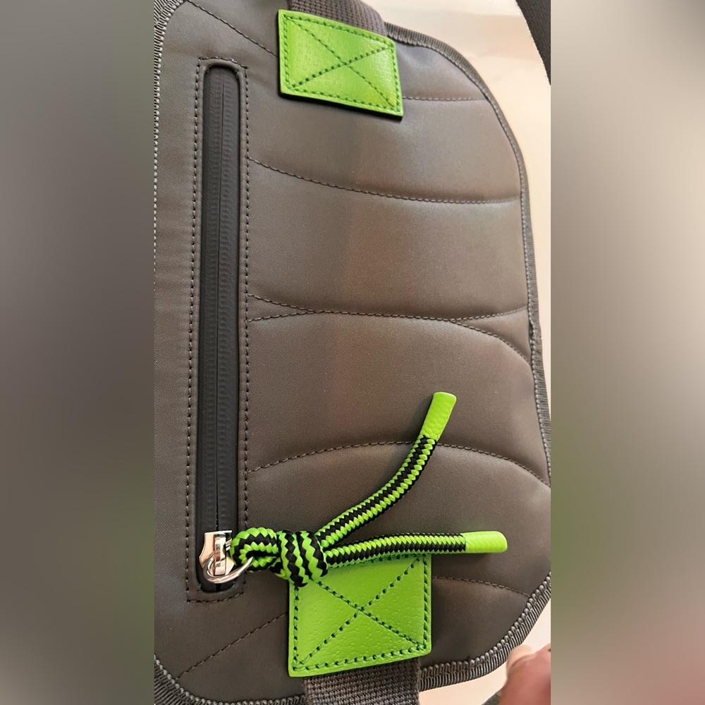 Gucci Red and Gray Crossbody Bag with Neon Green Accents - Picture 4 of 15